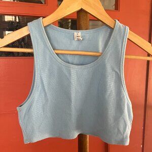 Alo Yoga Ribbed Vibe Crop Tank Women Small Sky Blue